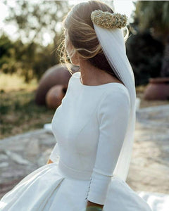 Modest Wedding Dresses Satin Ball Gowns With Sleeves
