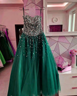 Load image into Gallery viewer, Strapless Bodice Corset Tulle Ball Gowns Prom Dresses Sequin Beaded
