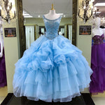 Cargar imagen en el visor de la galería, Jewelry Neck Beaded Bodice Organza Layered Ball Gowns Quinceanera Dresses
