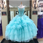 Cargar imagen en el visor de la galería, Jewelry Neck Beaded Bodice Organza Layered Ball Gowns Quinceanera Dresses
