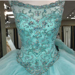 Cargar imagen en el visor de la galería, Jewelry Neck Beaded Bodice Organza Layered Ball Gowns Quinceanera Dresses
