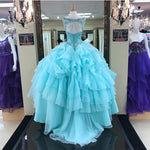 Cargar imagen en el visor de la galería, Jewelry Neck Beaded Bodice Organza Layered Ball Gowns Quinceanera Dresses
