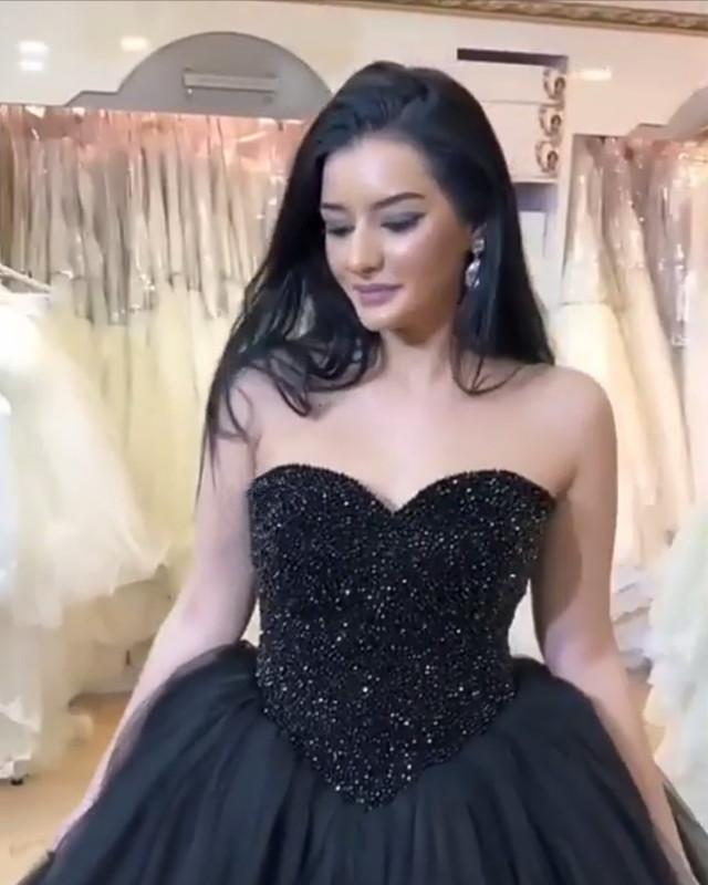Fully Beaded Sweetheart Bodice Corset Tulle Ball Gowns Wedding Dresses-wedding dresses-coloredwedding-coloredwedding