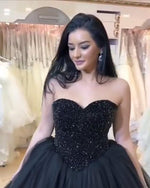 Cargar imagen en el visor de la galería, Fully Beaded Sweetheart Bodice Corset Tulle Ball Gowns Wedding Dresses-wedding dresses-coloredwedding-coloredwedding

