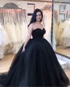Fully Beaded Sweetheart Bodice Corset Tulle Ball Gowns Wedding Dresses-wedding dresses-coloredwedding-coloredwedding