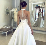 Afbeelding in Gallery-weergave laden, Ball Gowns Floor Length Satin Halter Wedding Dresses
