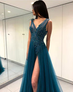 Afbeelding in Gallery-weergave laden, Teal-Blue-Prom-Dresses
