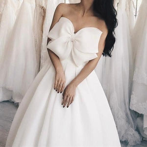 A Line Sweetheart Organza Wedding Dresses With Bow