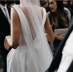 Cargar imagen en el visor de la galería, Sexy Leg Split Plunge V-neck Long Satin Wedding Dresses
