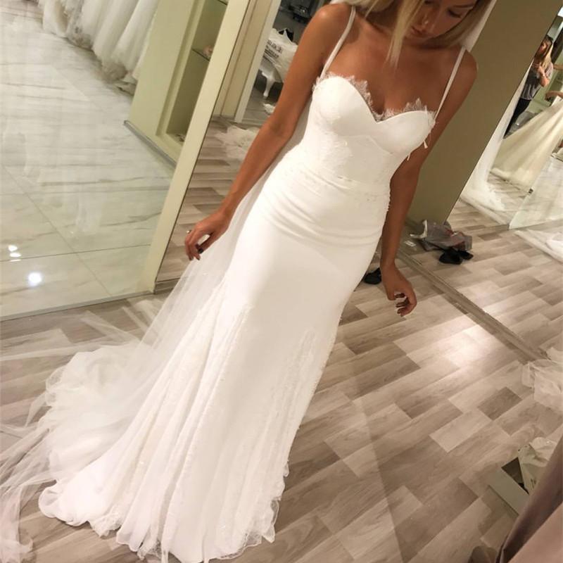 Elegant Lace Appliques Sweetheart Tulle Mermaid Wedding Dresses 2018