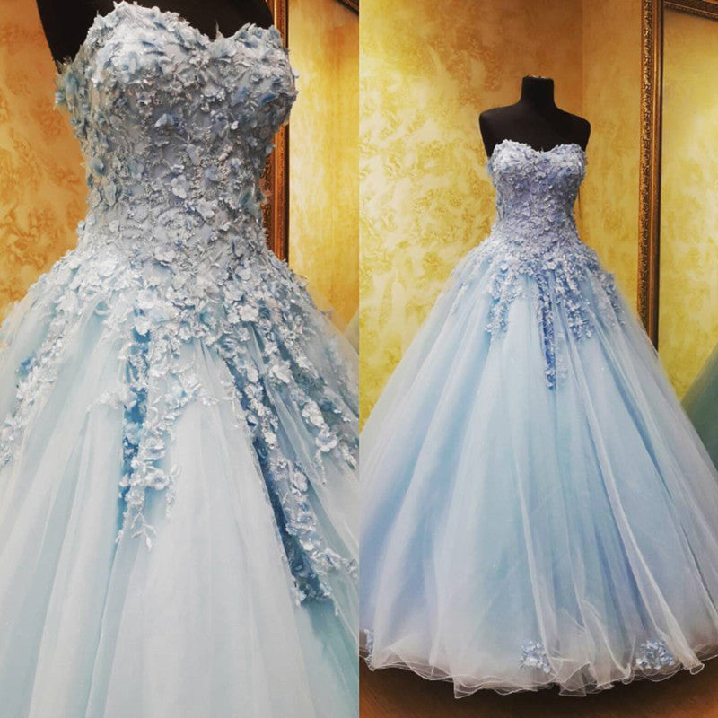 Fantastic Lace Flowers Beaded Sweetheart Tulle Ball Gowns Quinceanera Dresses