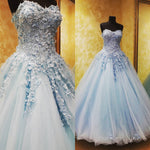 Load image into Gallery viewer, Fantastic Lace Flowers Beaded Sweetheart Tulle Ball Gowns Quinceanera Dresses
