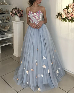 Lovely Floral Flowers Tulle Sweetheart Wedding Dresses 2019