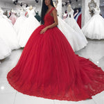 Cargar imagen en el visor de la galería, Elegant Lace Appliques Tulle Sweetheart Ball Gowns Wedding Dresses
