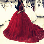 Cargar imagen en el visor de la galería, Elegant Lace Appliques Tulle Sweetheart Ball Gowns Wedding Dresses
