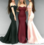 Load image into Gallery viewer, Mermaid V-neck Prom Dresses Leg Split Evening Gowns Off Shoulder
