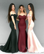 Load image into Gallery viewer, Mermaid V-neck Prom Dresses Leg Split Evening Gowns Off Shoulder
