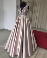 Load image into Gallery viewer, Luxurious Sequins V-neck Bow Sashes Prom Dresses Ball Gowns
