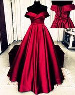 Load image into Gallery viewer, Bow Back Prom Dresses Ball Gowns Off The Shoulder
