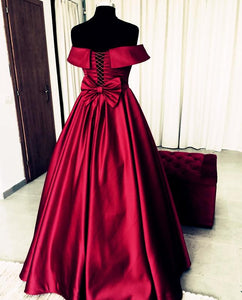 Bow Back Prom Dresses Ball Gowns Off The Shoulder