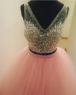 Cargar imagen en el visor de la galería, Two Piece Quinceanera Dresses Ball Gowns Crystal Beaded V Neck
