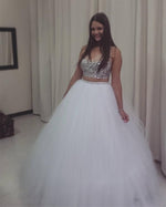 Load image into Gallery viewer, Two Piece Quinceanera Dresses Ball Gowns Crystal Beaded V Neck
