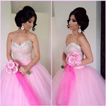 Load image into Gallery viewer, Blush Pink Tulle Ball Gowns Quinceanera Dresses Sequin Beaded Sweetheart

