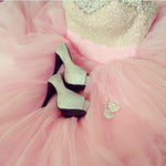 Load image into Gallery viewer, Blush Pink Tulle Ball Gowns Quinceanera Dresses Sequin Beaded Sweetheart
