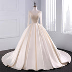 Afbeelding in Gallery-weergave laden, Sequins Beaded V Neck Champagne Wedding Dresses Ball Gowns With Sleeves
