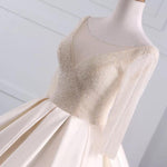 Load image into Gallery viewer, Sequins Beaded V Neck Champagne Wedding Dresses Ball Gowns With Sleeves
