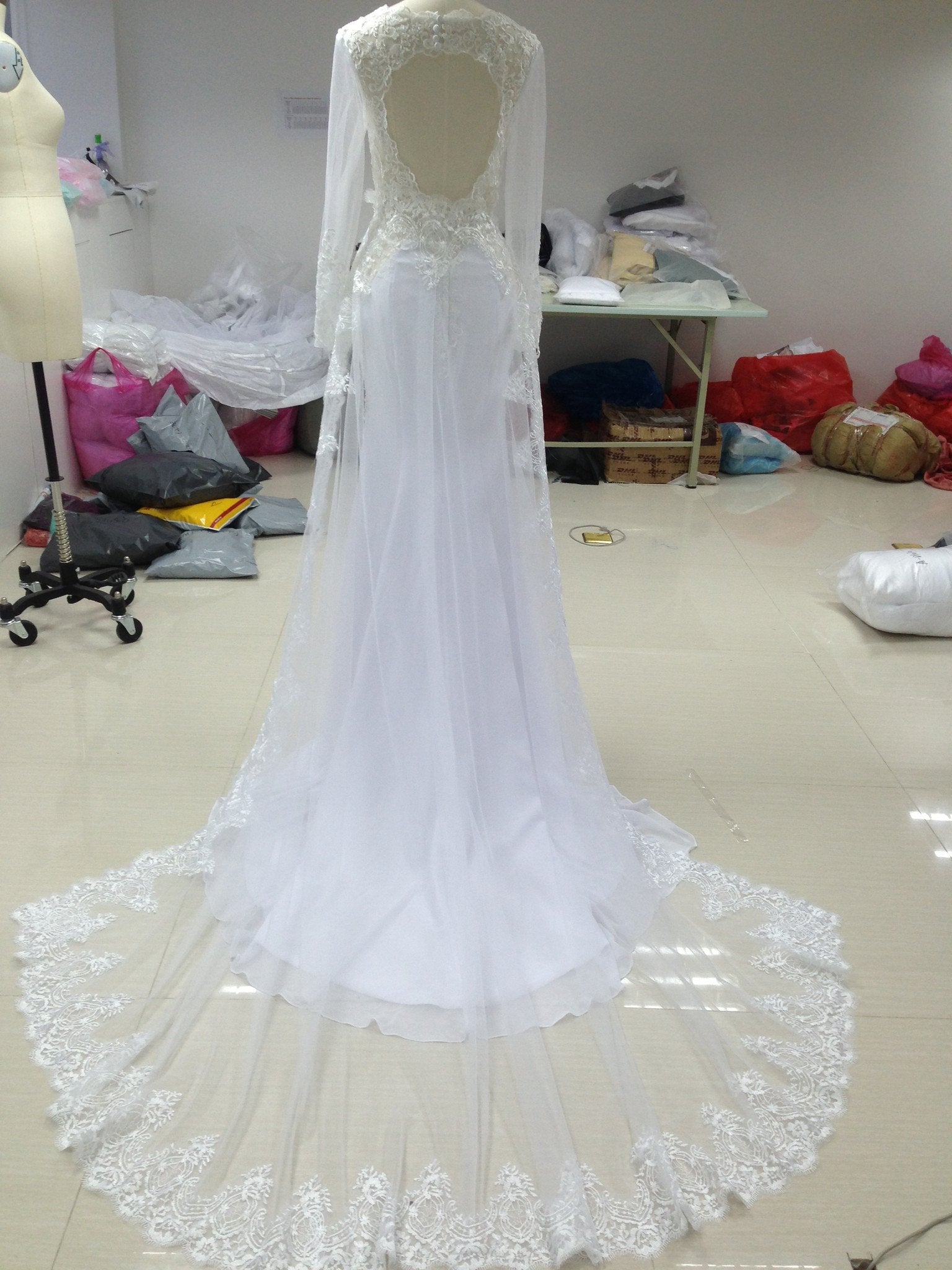lace long sleeves open back mermaid wedding dresses 2022