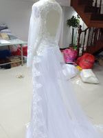 Load image into Gallery viewer, lace long sleeves open back mermaid wedding dresses 2022

