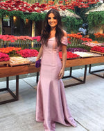 Load image into Gallery viewer, Sexy V-neck Off The Shoulder Mermaid Prom Dresses Long Satin Gowns
