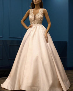 Pale-Pink-Prom-Dresses-Long-Satin-Lace-Embroidey-Evening-Gowns