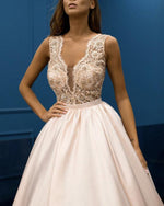 Cargar imagen en el visor de la galería, Dust-Pink-Evening-Dresses-Elegant-Prom-Gowns-Lace-Appliques
