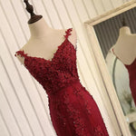 Load image into Gallery viewer, Gorgeous V- Neck Open Back Lace Evening Dresses Mermaid Prom Gowns 2018
