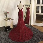 Load image into Gallery viewer, Gorgeous V- Neck Open Back Lace Evening Dresses Mermaid Prom Gowns 2018
