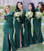 Load image into Gallery viewer, Long Sleeves Open Back Mermaid V-neck Bridesmaid Dresses
