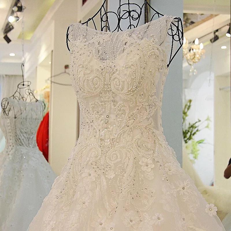 vintage scoop neck pearl and crystal beaded ball gowns wedding dresses 2017