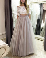 Afbeelding in Gallery-weergave laden, Two Piece Wedding Dresses Tulle Floor Length With Lace Crop
