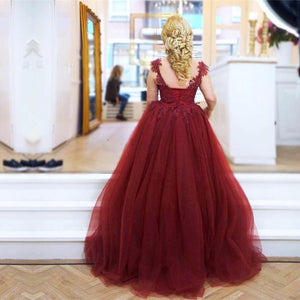 Modest Lace Appliques Cap Sleeves Tulle Mermaid Prom Dresses