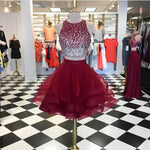 Load image into Gallery viewer, Ombre Sequins Beaded Ruffle Homecoming Dresses Two Piece
