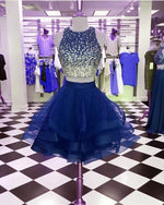 Cargar imagen en el visor de la galería, Ombre Sequins Beaded Ruffle Homecoming Dresses Two Piece
