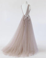 Load image into Gallery viewer, See Through Prom Dresses Tulle Embroidery Evening Gowns

