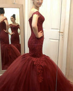 Cargar imagen en el visor de la galería, Mermaid V-neck Prom Dresses Lace Off Shoulder
