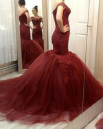 Cargar imagen en el visor de la galería, Mermaid V-neck Prom Dresses Lace Off Shoulder
