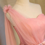 Load image into Gallery viewer, Short Pink Tulle Pleated Bridesmaid Dresses One Shoulder
