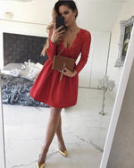 Load image into Gallery viewer, Charming Lace Long Sleeves V-neck Homecoming Dresses
