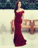 Load image into Gallery viewer, Bridesmaid-Dresses-Long-Burgundy-Prom-Dresses-Mermaid
