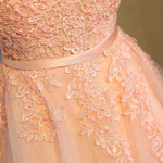 Load image into Gallery viewer, Double V Neck Short Coral Bridesmaid Dresses Lace Appliques
